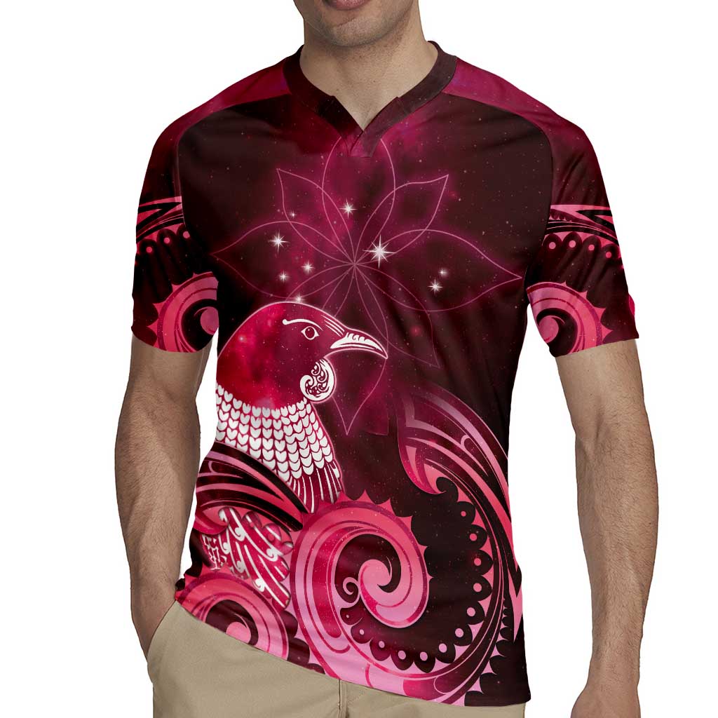 New Zealand Matariki Rugby Jersey Maori Tui Bird Magenta Galaxy