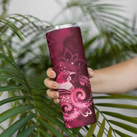 New Zealand Matariki Skinny Tumbler Maori Tui Bird Magenta Galaxy