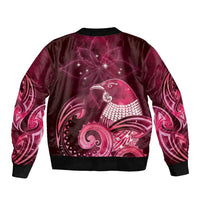New Zealand Matariki Sleeve Zip Bomber Jacket Maori Tui Bird Magenta Galaxy