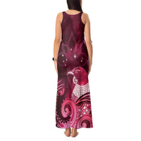 New Zealand Matariki Tank Maxi Dress Maori Tui Bird Magenta Galaxy