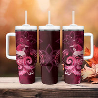 New Zealand Matariki Tumbler With Handle Maori Tui Bird Magenta Galaxy