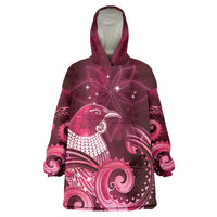 New Zealand Matariki Wearable Blanket Hoodie Maori Tui Bird Magenta Galaxy