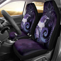 New Zealand Matariki Car Seat Cover Maori Tui Bird Purple Galaxy