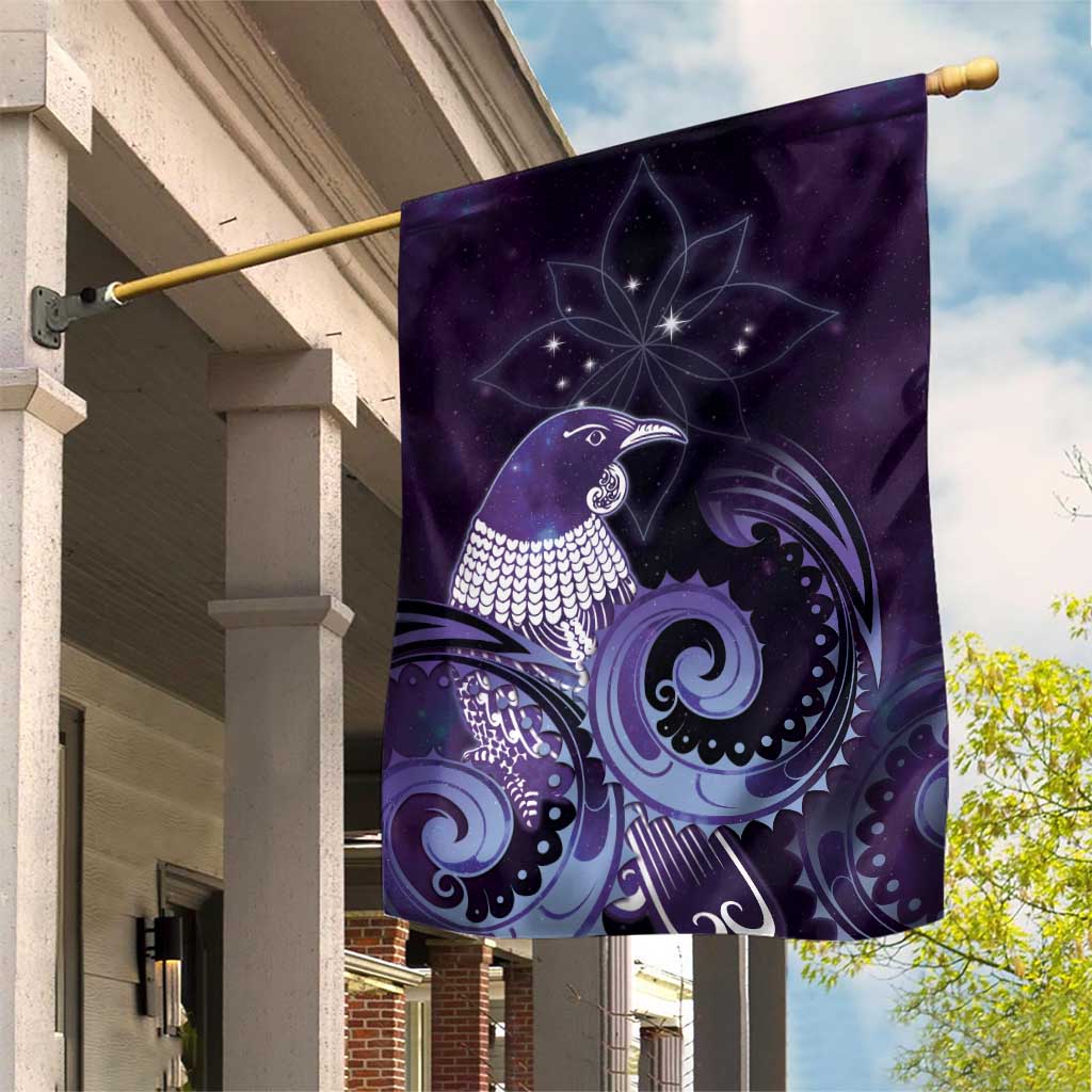 New Zealand Matariki Garden Flag Maori Tui Bird Purple Galaxy