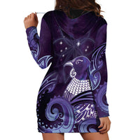 New Zealand Matariki Hoodie Dress Maori Tui Bird Purple Galaxy