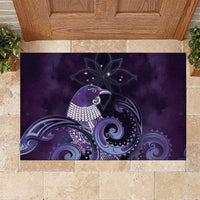 New Zealand Matariki Rubber Doormat Maori Tui Bird Purple Galaxy