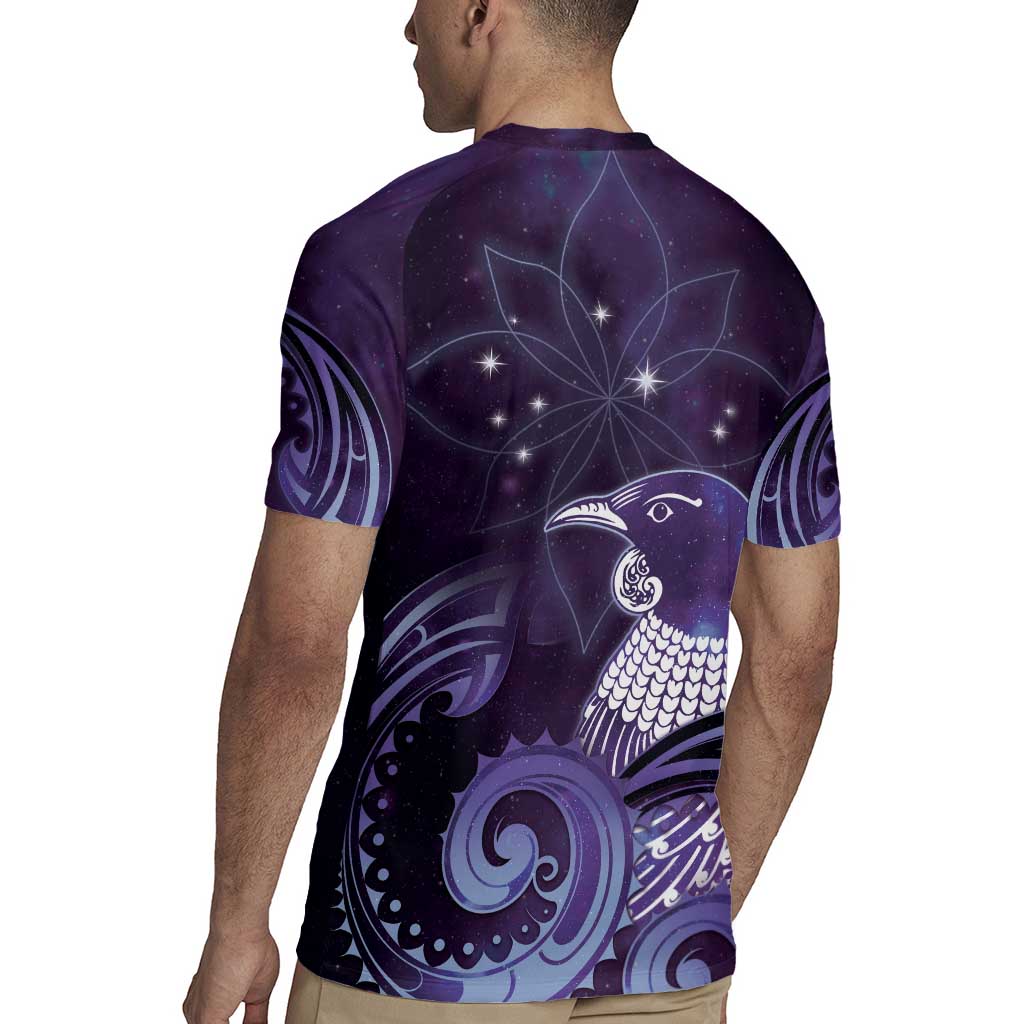 New Zealand Matariki Rugby Jersey Maori Tui Bird Purple Galaxy