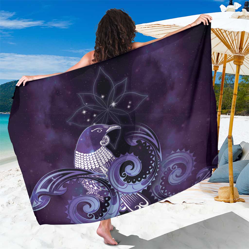 New Zealand Matariki Sarong Maori Tui Bird Purple Galaxy
