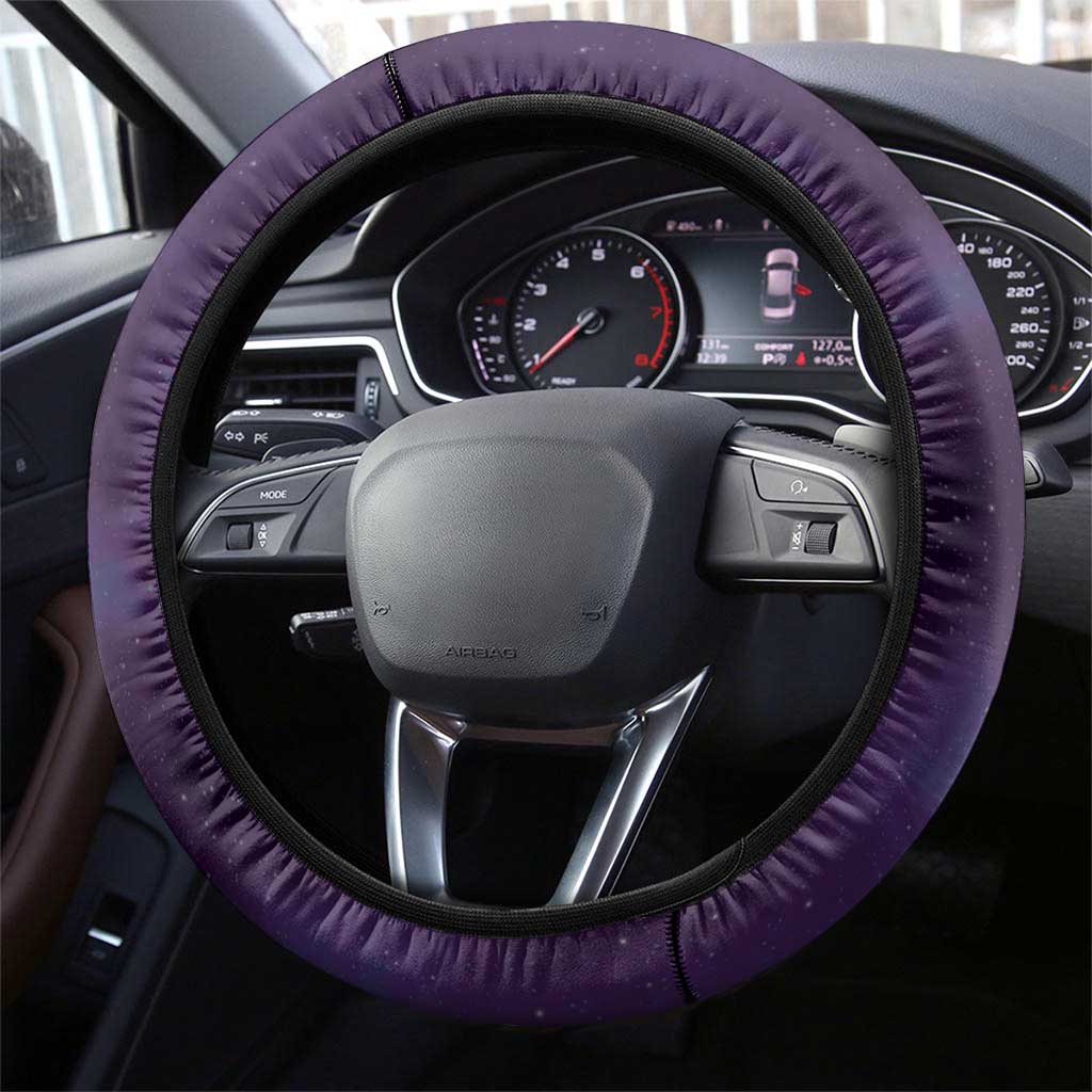 New Zealand Matariki Steering Wheel Cover Maori Tui Bird Purple Galaxy