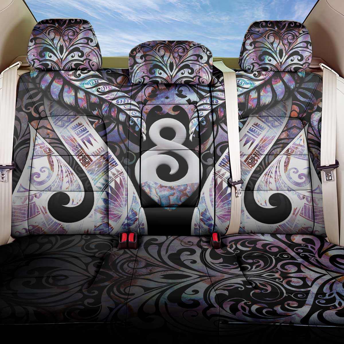 New Zealand Aotearoa Back Car Seat Cover Pikorua Single Twist Pink Paua Shell