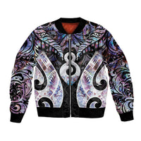 New Zealand Aotearoa Bomber Jacket Pikorua Single Twist Pink Paua Shell