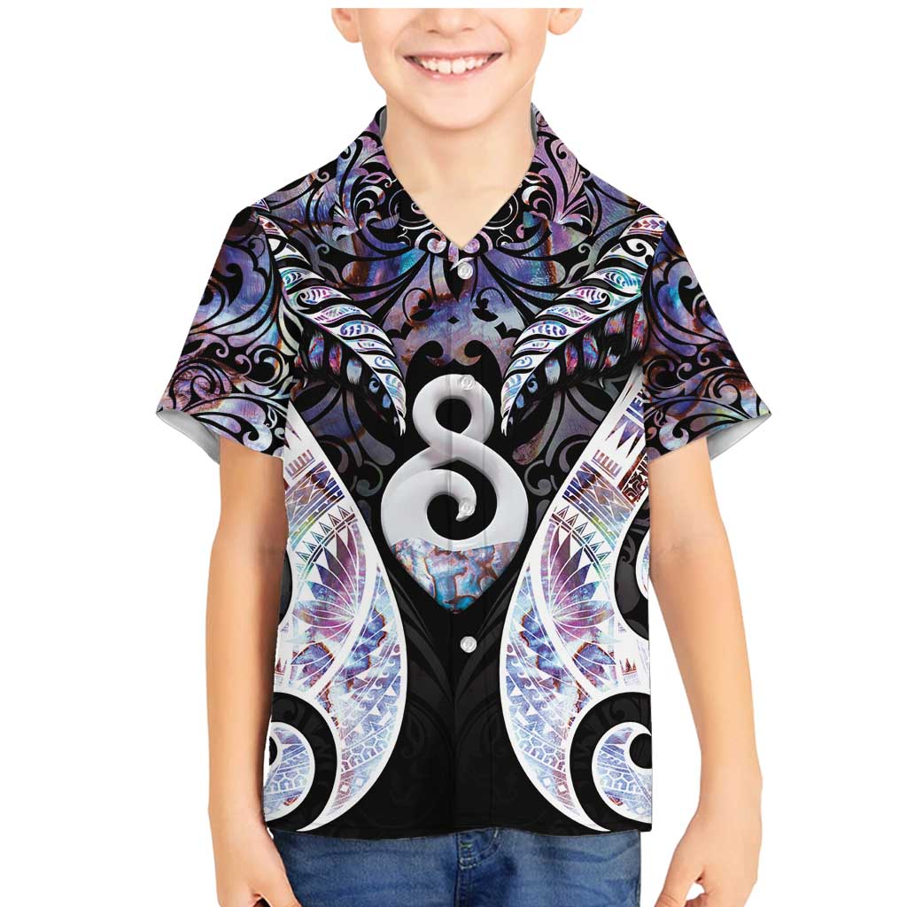 New Zealand Aotearoa Family Matching Mermaid Dress and Hawaiian Shirt Pikorua Single Twist Pink Paua Shell