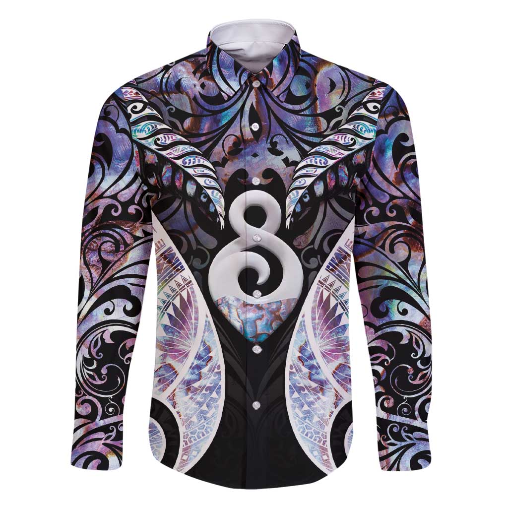 New Zealand Aotearoa Family Matching Short Sleeve Bodycon Dress and Hawaiian Shirt Pikorua Single Twist Pink Paua Shell