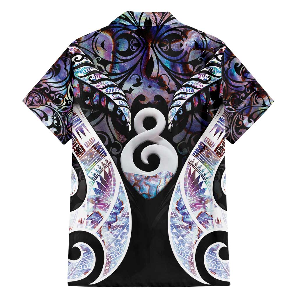 New Zealand Aotearoa Family Matching Tank Maxi Dress and Hawaiian Shirt Pikorua Single Twist Pink Paua Shell