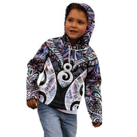 New Zealand Aotearoa Kid Hoodie Pikorua Single Twist Pink Paua Shell