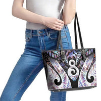 New Zealand Aotearoa Leather Tote Bag Pikorua Single Twist Pink Paua Shell