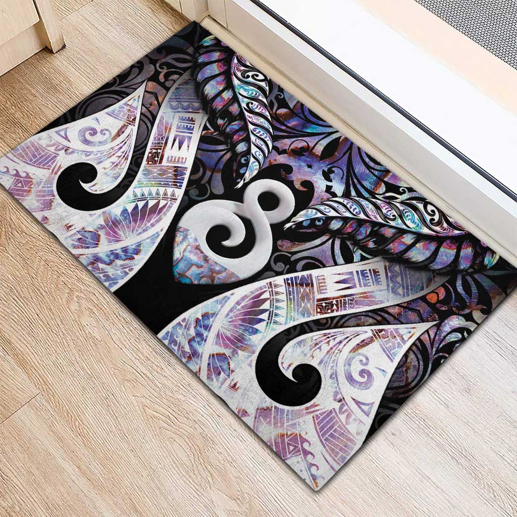 New Zealand Aotearoa Rubber Doormat Pikorua Single Twist Pink Paua Shell