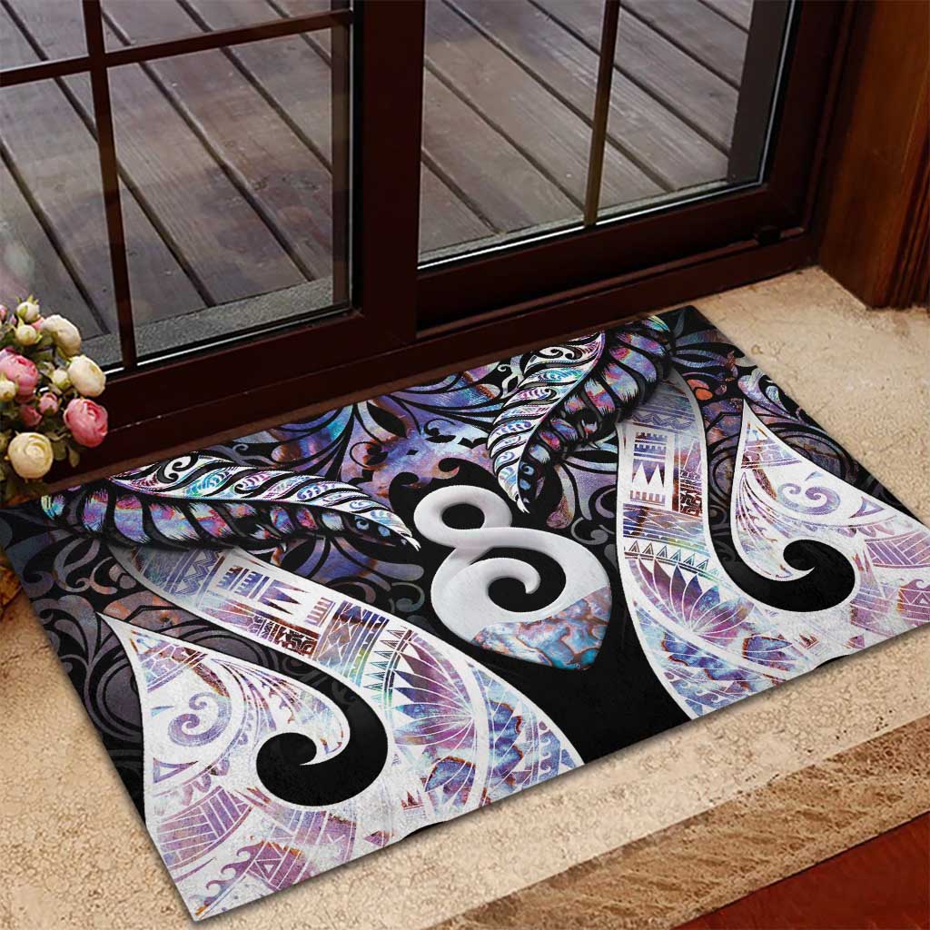 New Zealand Aotearoa Rubber Doormat Pikorua Single Twist Pink Paua Shell