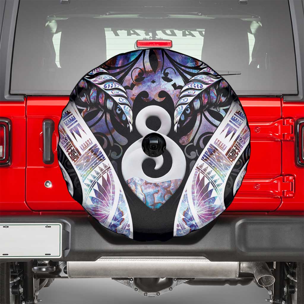 New Zealand Aotearoa Spare Tire Cover Pikorua Single Twist Pink Paua Shell