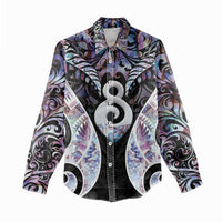 New Zealand Aotearoa Women Casual Shirt Pikorua Single Twist Pink Paua Shell