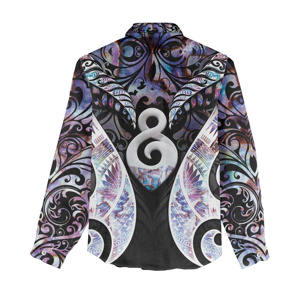 New Zealand Aotearoa Women Casual Shirt Pikorua Single Twist Pink Paua Shell