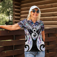 New Zealand Aotearoa Women Polo Shirt Pikorua Single Twist Pink Paua Shell