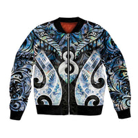 New Zealand Aotearoa Bomber Jacket Pikorua Single Twist Green Paua Shell