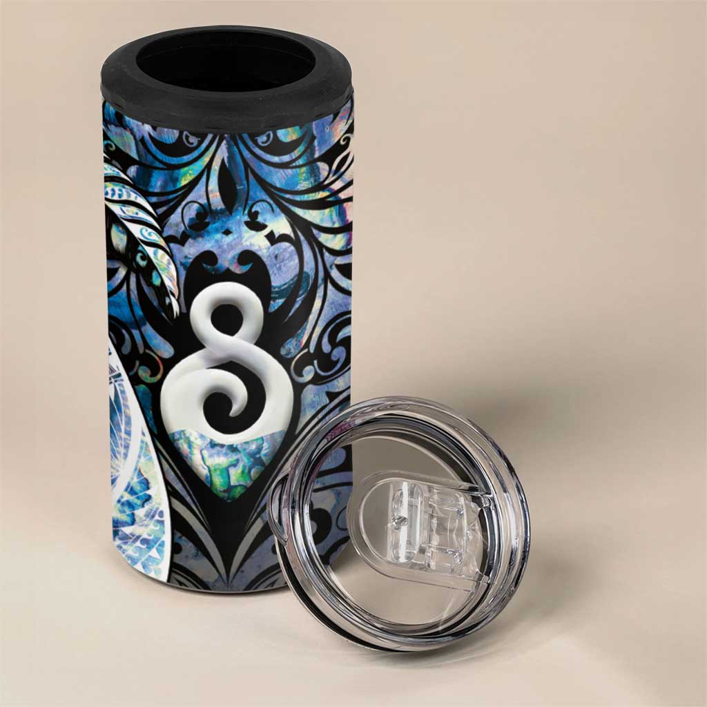 New Zealand Aotearoa 4 in 1 Can Cooler Tumbler Pikorua Single Twist Green Paua Shell