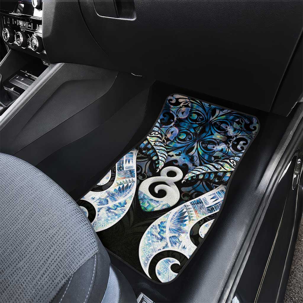 New Zealand Aotearoa Car Mats Pikorua Single Twist Green Paua Shell