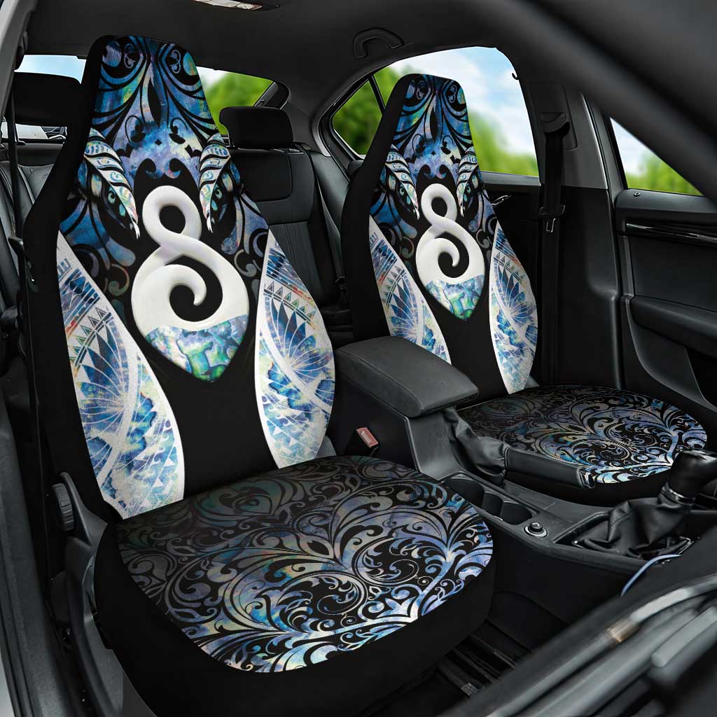 New Zealand Aotearoa Car Seat Cover Pikorua Single Twist Green Paua Shell