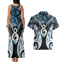 New Zealand Aotearoa Couples Matching Tank Maxi Dress and Hawaiian Shirt Pikorua Single Twist Green Paua Shell DT05 - Polynesian Pride