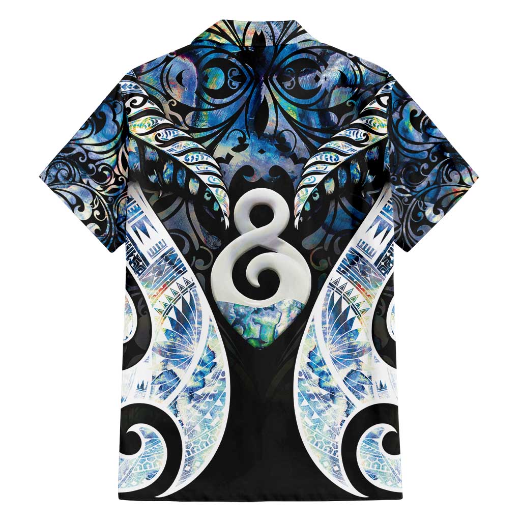 New Zealand Aotearoa Family Matching Long Sleeve Bodycon Dress and Hawaiian Shirt Pikorua Single Twist Green Paua Shell