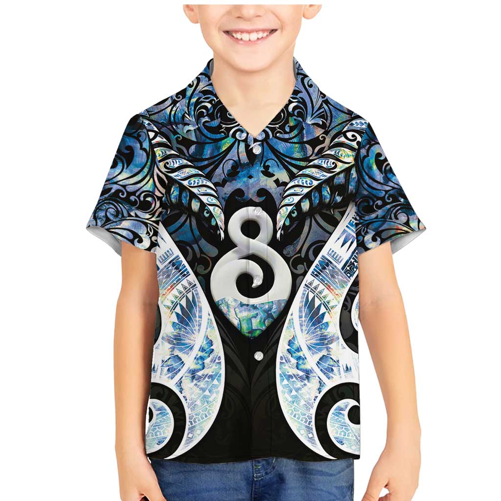New Zealand Aotearoa Family Matching Mermaid Dress and Hawaiian Shirt Pikorua Single Twist Green Paua Shell