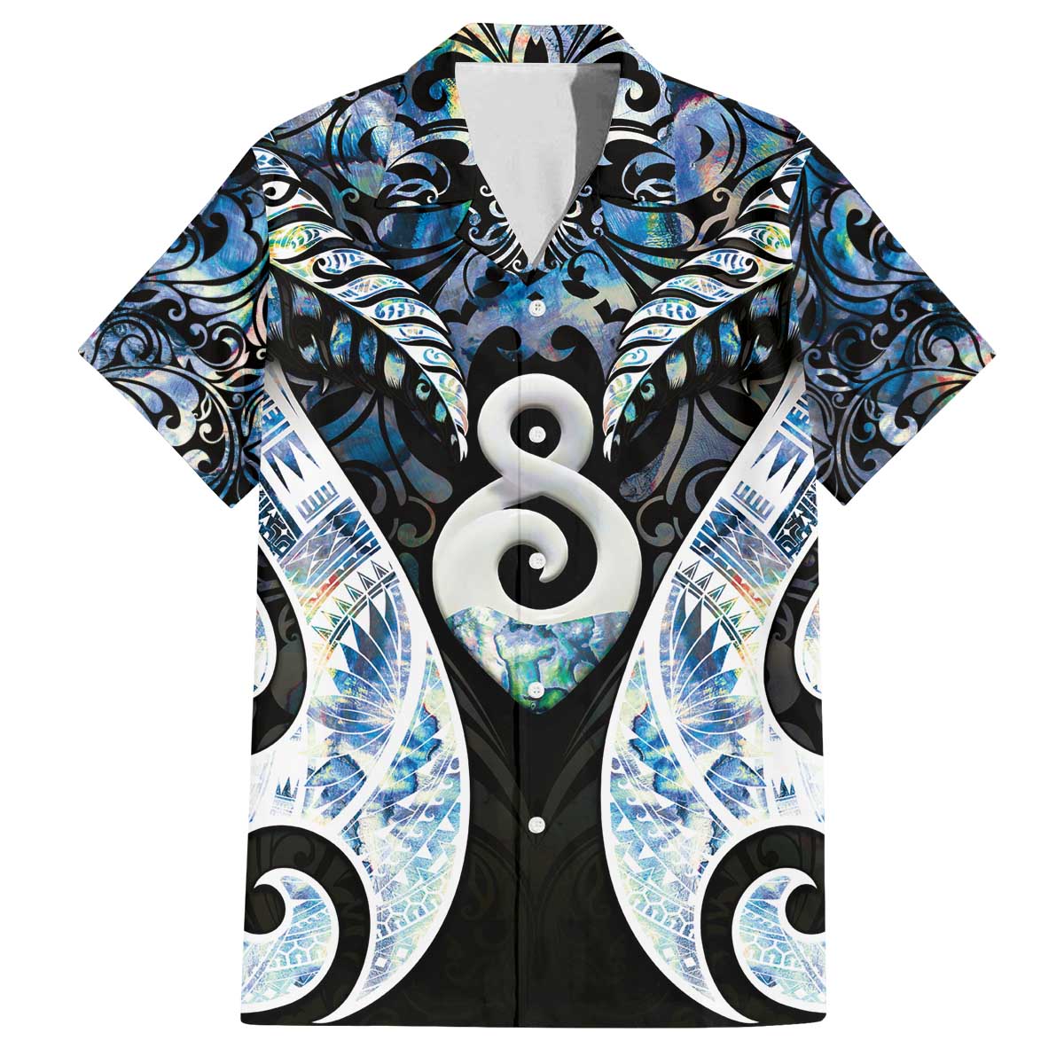 New Zealand Aotearoa Family Matching Off The Shoulder Long Sleeve Dress and Hawaiian Shirt Pikorua Single Twist Green Paua Shell