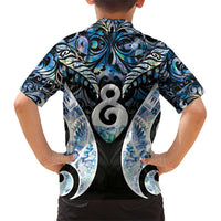 New Zealand Aotearoa Family Matching Short Sleeve Bodycon Dress and Hawaiian Shirt Pikorua Single Twist Green Paua Shell