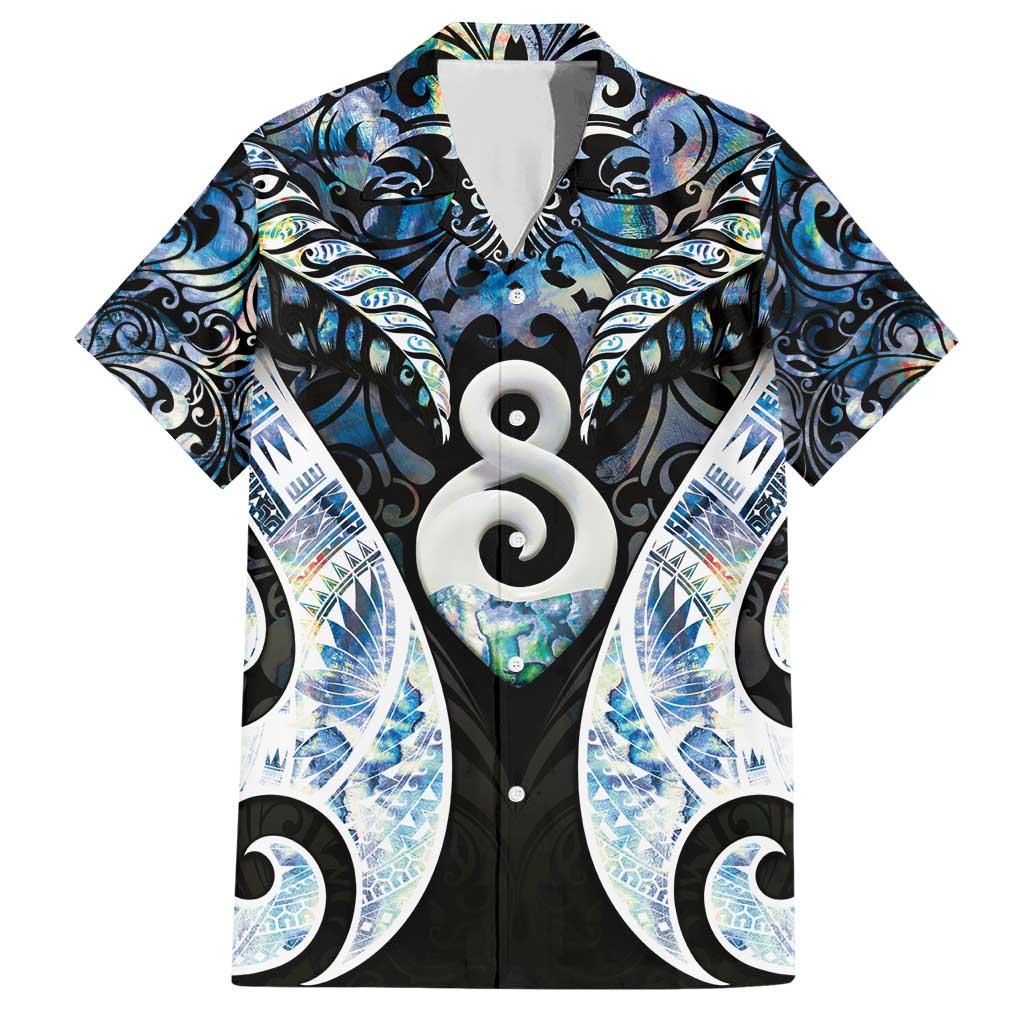 New Zealand Aotearoa Family Matching Short Sleeve Bodycon Dress and Hawaiian Shirt Pikorua Single Twist Green Paua Shell