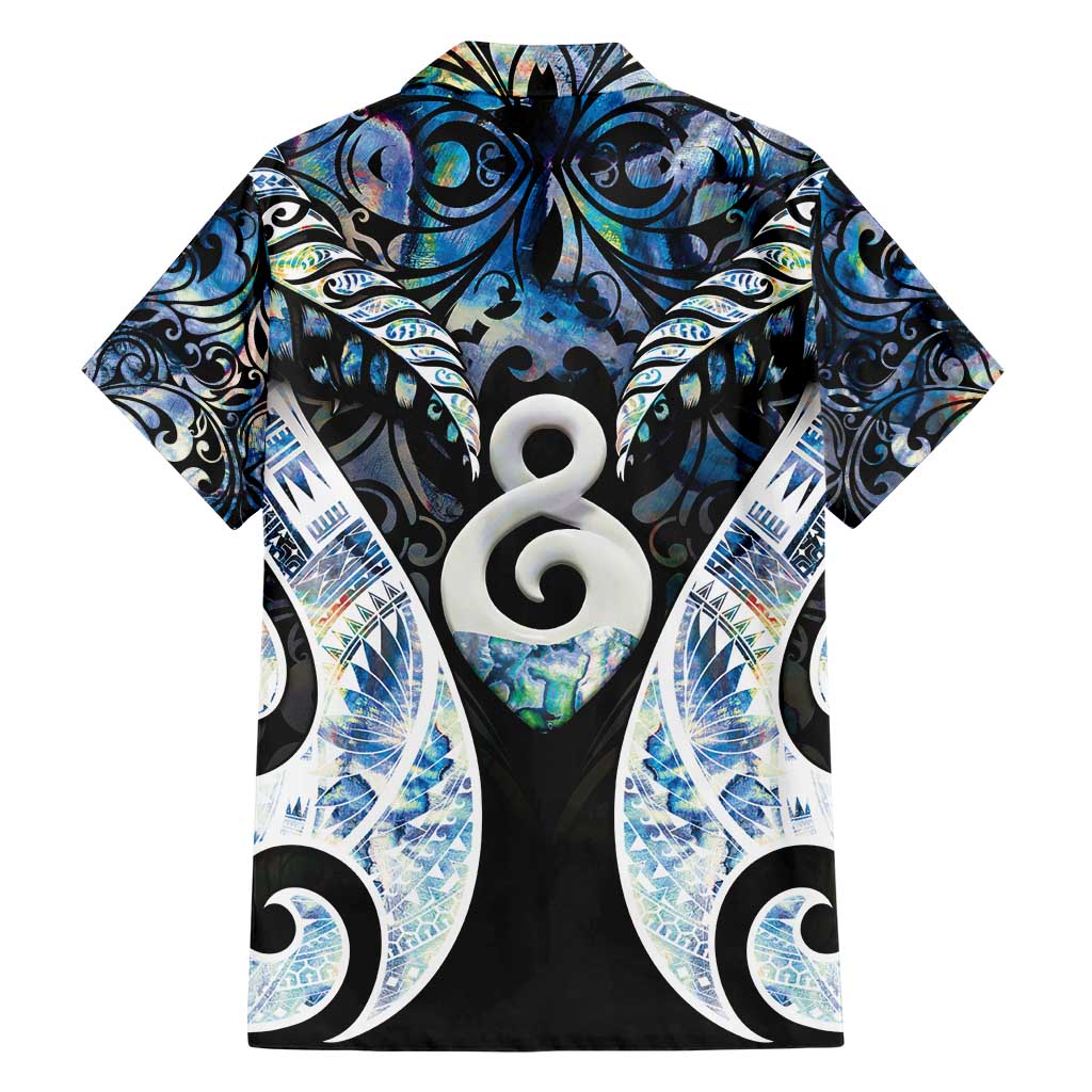New Zealand Aotearoa Family Matching Short Sleeve Bodycon Dress and Hawaiian Shirt Pikorua Single Twist Green Paua Shell