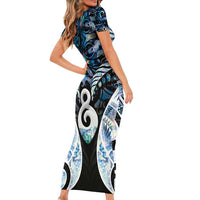 New Zealand Aotearoa Family Matching Short Sleeve Bodycon Dress and Hawaiian Shirt Pikorua Single Twist Green Paua Shell