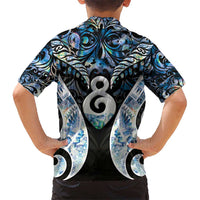New Zealand Aotearoa Kid Hawaiian Shirt Pikorua Single Twist Green Paua Shell
