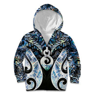 New Zealand Aotearoa Kid Hoodie Pikorua Single Twist Green Paua Shell