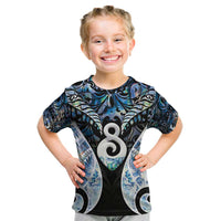 New Zealand Aotearoa Kid T Shirt Pikorua Single Twist Green Paua Shell