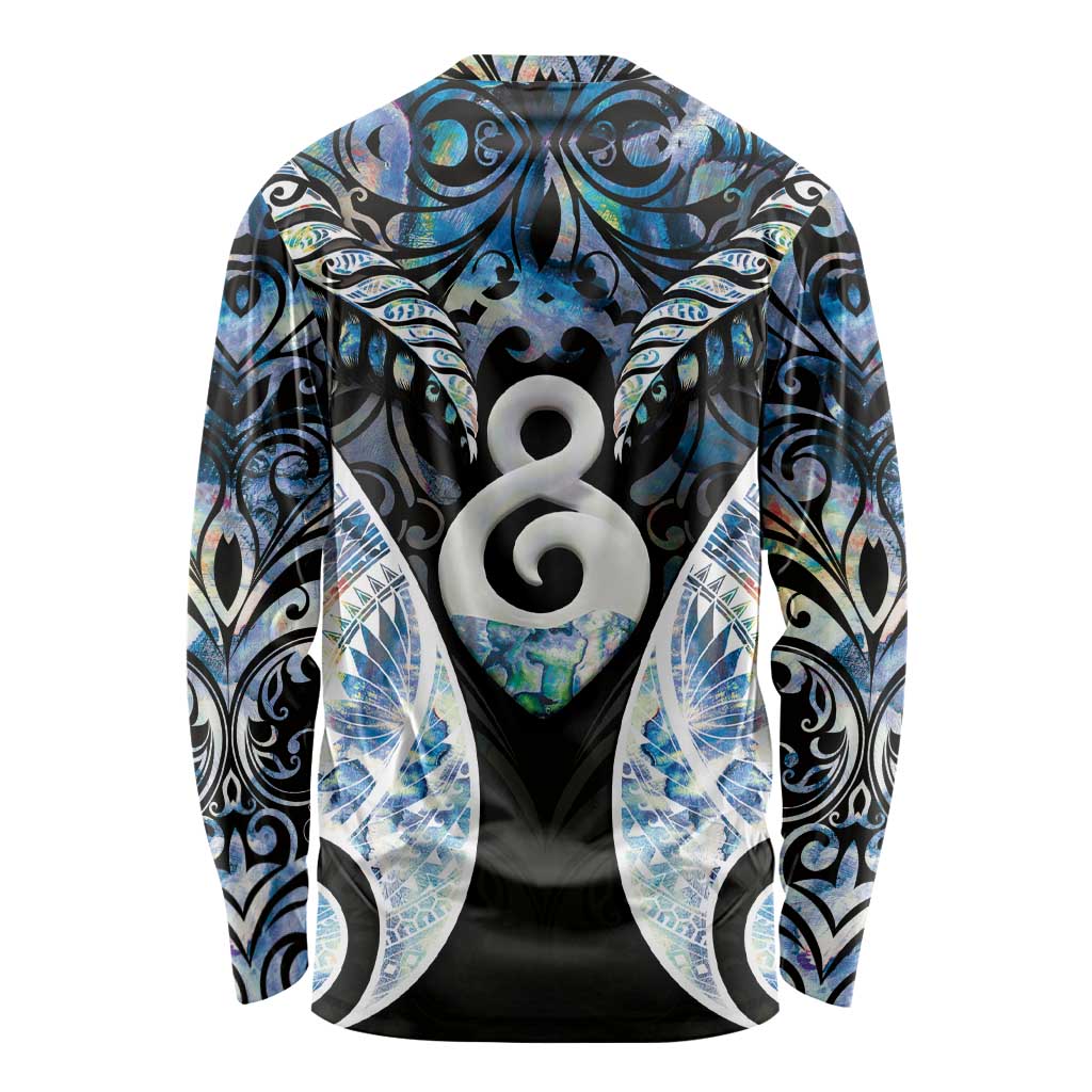 New Zealand Aotearoa Long Sleeve Shirt Pikorua Single Twist Green Paua Shell DT05 - Polynesian Pride