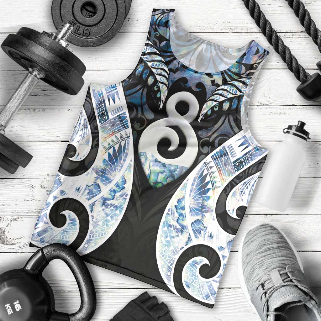 New Zealand Aotearoa Men Tank Top Pikorua Single Twist Green Paua Shell