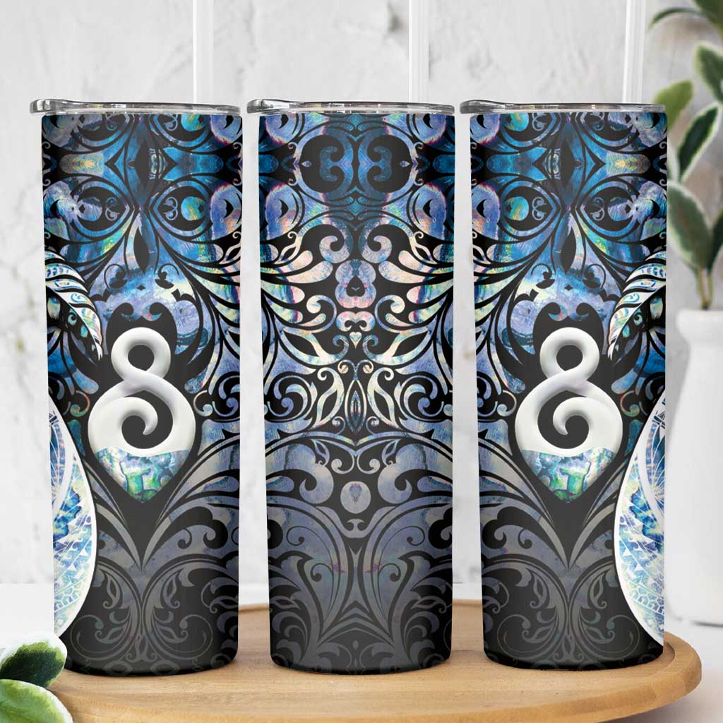 New Zealand Aotearoa Skinny Tumbler Pikorua Single Twist Green Paua Shell