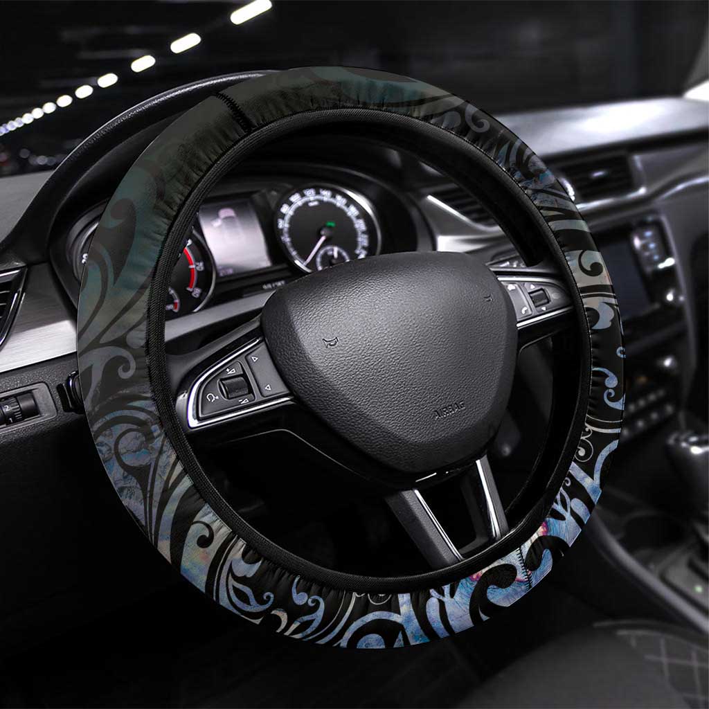 New Zealand Aotearoa Steering Wheel Cover Pikorua Single Twist Green Paua Shell