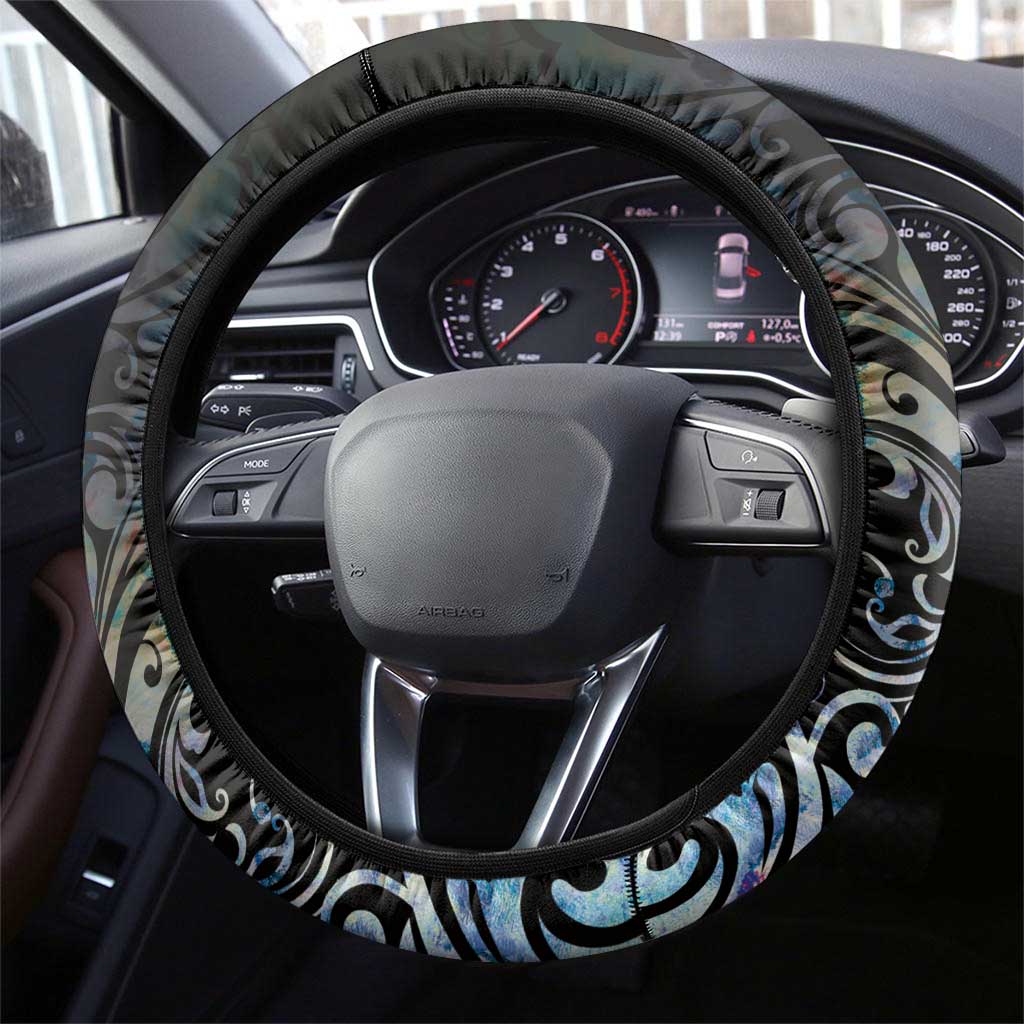 New Zealand Aotearoa Steering Wheel Cover Pikorua Single Twist Green Paua Shell