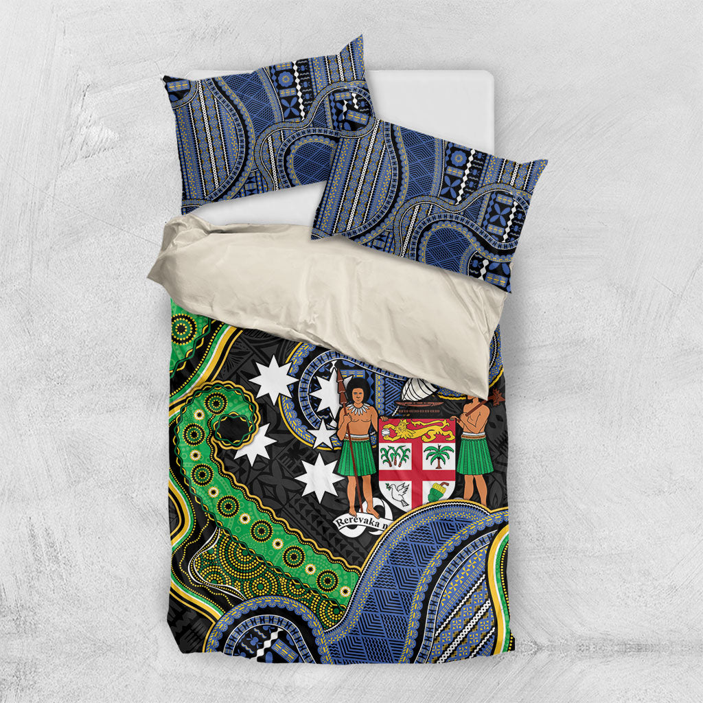 South Sea Islanders And Fiji Bedding Set Fijian Coat Of Arms And Southern Cross DT05 US Twin 172cm x 218cm Black - Polynesian Pride