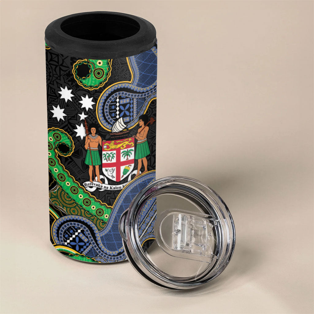 South Sea Islanders And Fiji 4 in 1 Can Cooler Tumbler Fijian Coat Of Arms And Southern Cross DT05 - Polynesian Pride