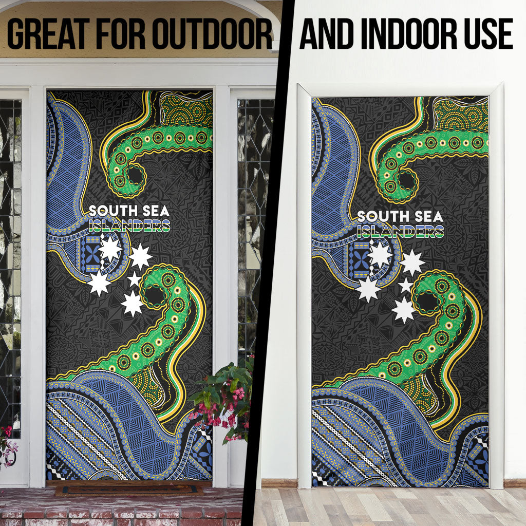 South Sea Islanders And Fiji Door Cover Fijian Coat Of Arms And Southern Cross DT05 - Polynesian Pride