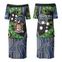 South Sea Islanders And Fiji Family Matching Puletasi and Hawaiian Shirt Fijian Coat Of Arms And Southern Cross DT05 Mom's Dress Black - Polynesian Pride